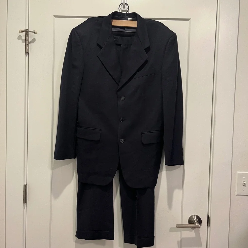 Marshall Field's Golden Fil Mens Navy Blue 3 Button Suit Set 38R 38 Regular